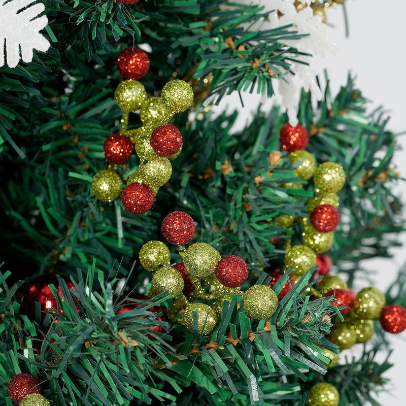 Fangoo 20 Pack 7 Inch Artificial Green Red Berry Picks for Christmas Tree Burgundy Green Red Berries Stems Holly Berry Branches Ornaments Wreath Crafts Wedding Holiday Season Winter Home Decor - Image 2